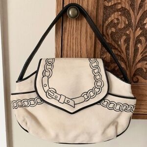 Vintage Early 2000 Designer Moschino Bag Cream and black